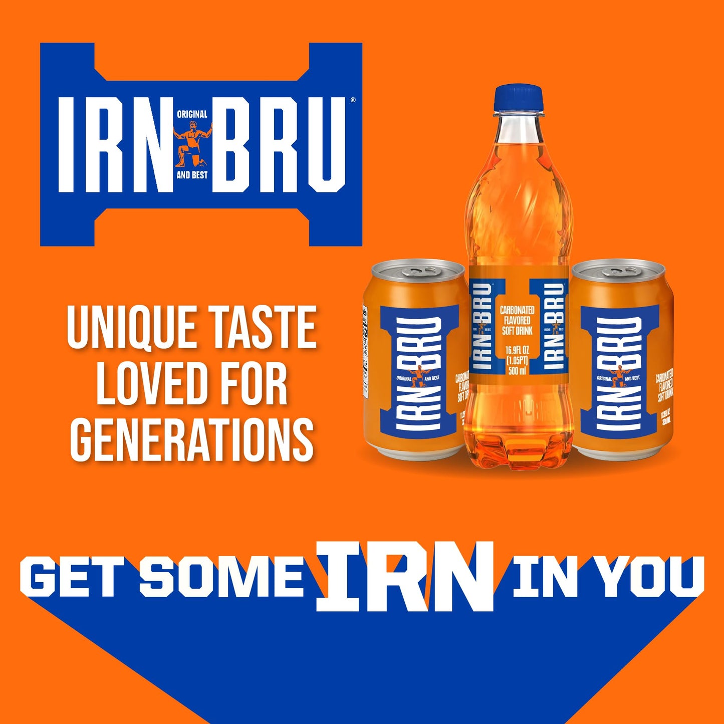 IRN-BRU Original Scottish Sparkling Soda, Citrus Flavored, 16.9 fl oz Bottles, Pack of 12, Rich Brown