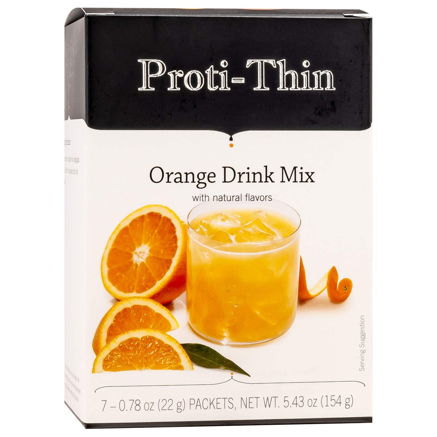 Proti-Thin Orange Fruit High Protein Drink Mix - Instant Refreshment With Natural Flavors | Low Calorie & Low Carb Fat & Sugar-Free Gluten-Free | Proti Thin Fruit Drink Mix 7 Servings/Box