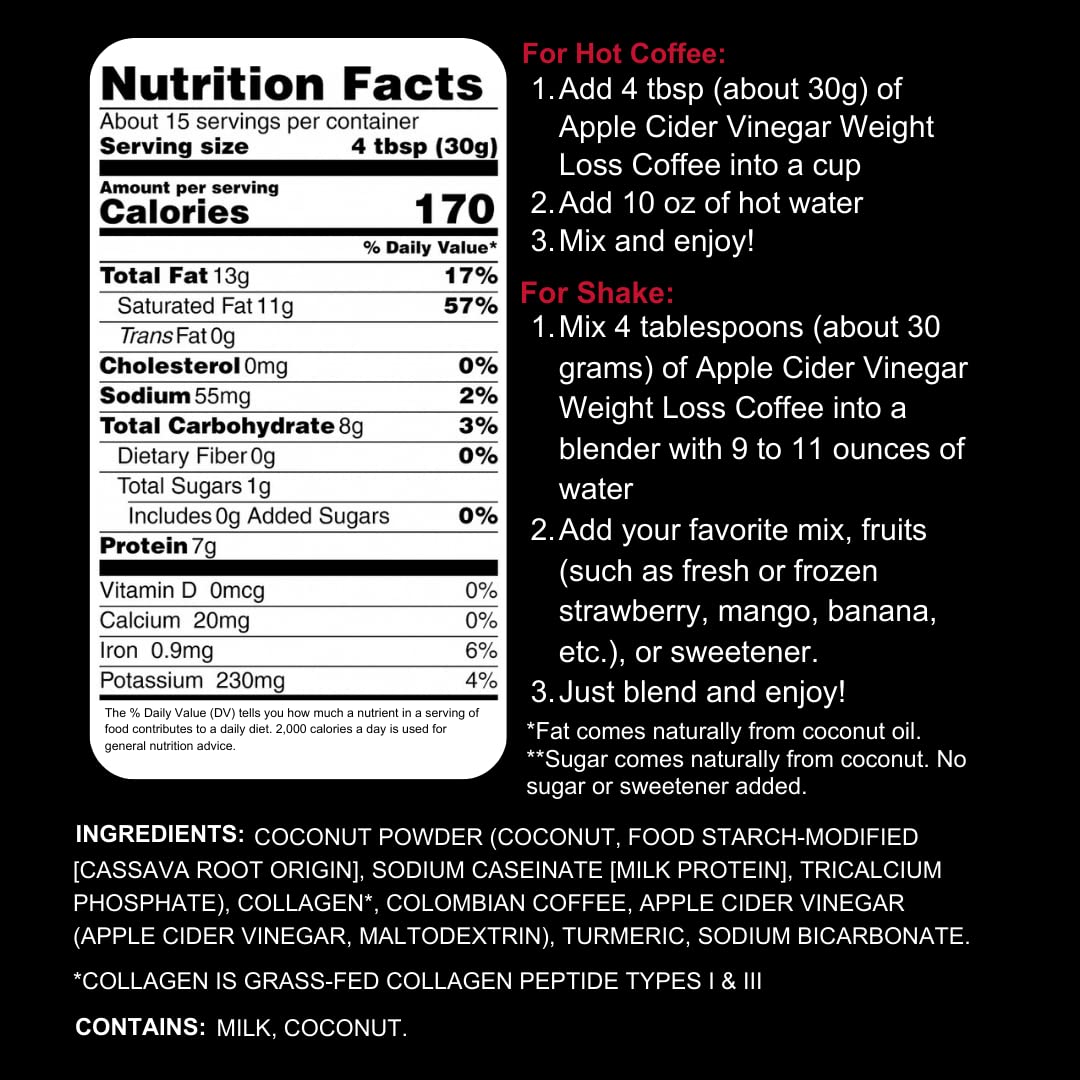 CAcafe Apple Cider Vinegar Turmeric Blend with Collagen, 16 oz (Pack of 1)