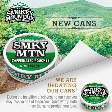 Smokey Mountain Caffeinated Pouches - 5 Can Sampler Pack - 2 Wintergreen Cans And A Can Each Of Arctic Mint, Spearmint And Coffe