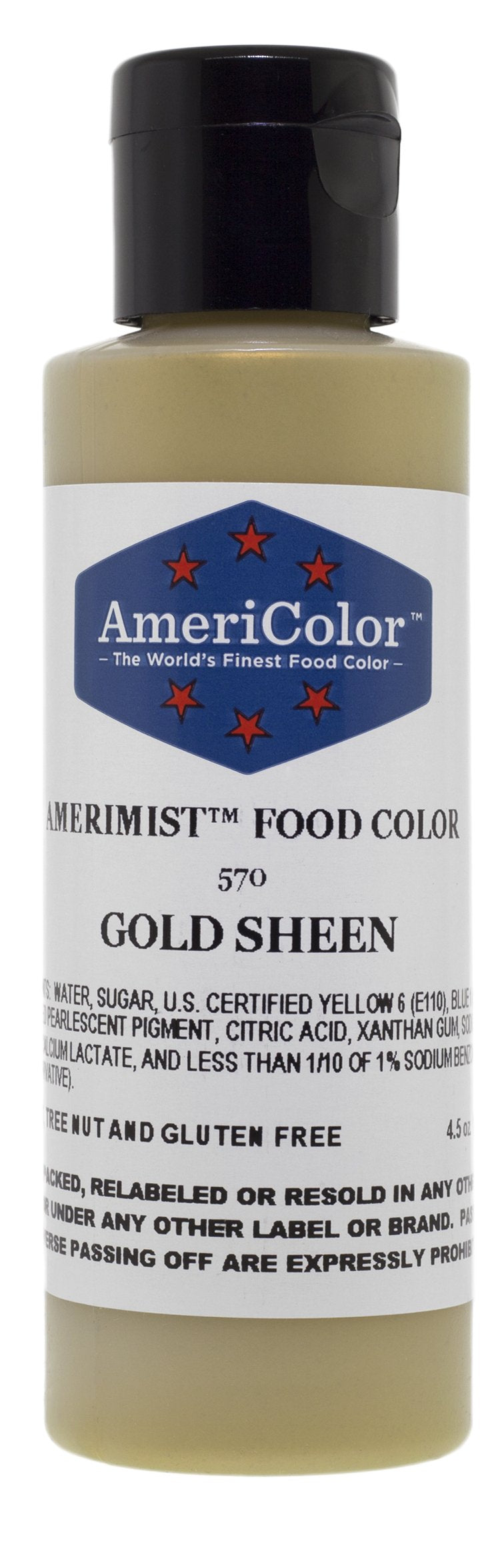 AmeriColor Amerimist Edible Paint and Airbrush Food Color, 4 1/2-Ounce, Gold Sheen