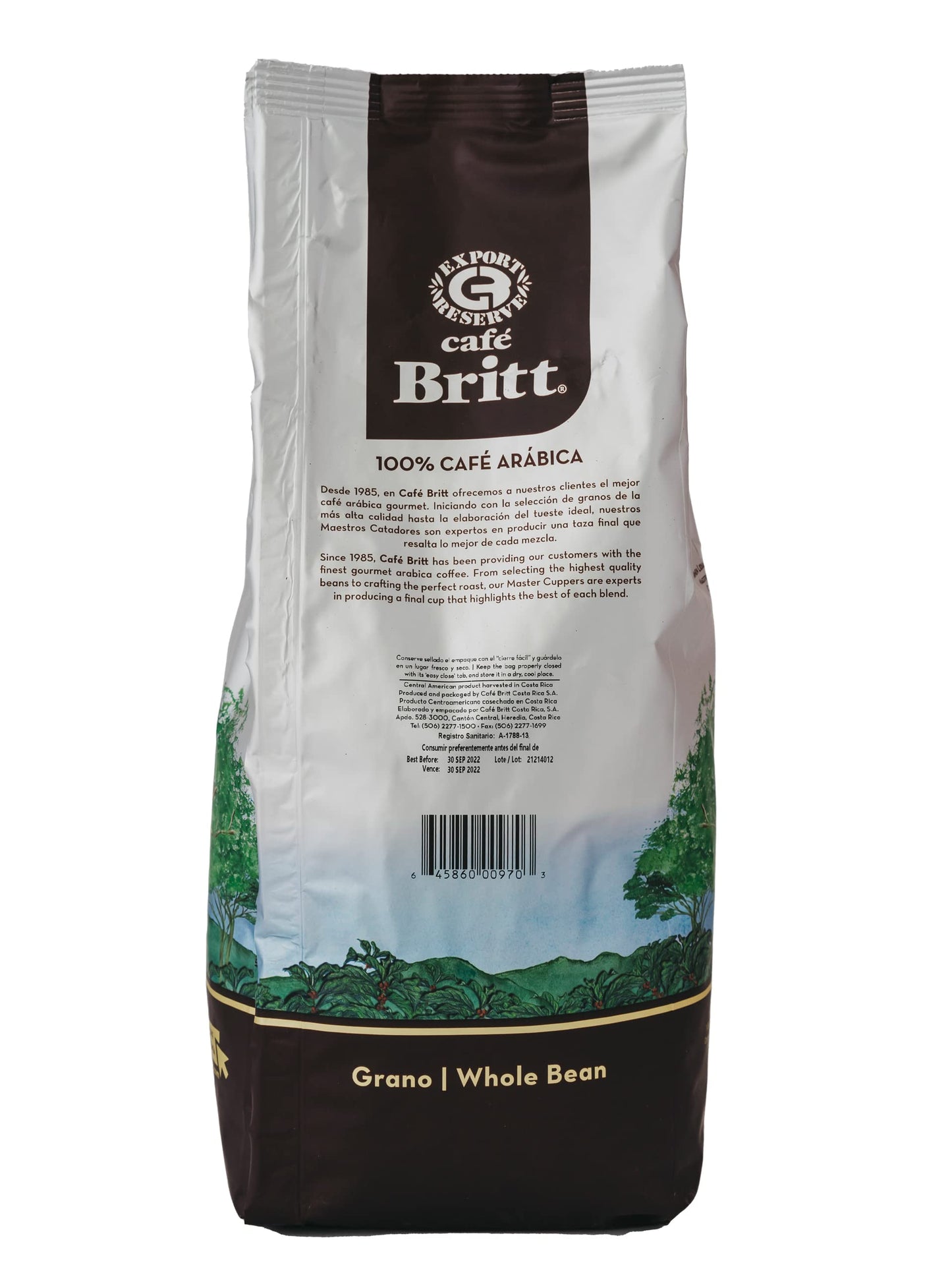 Caf Britt - Costa Rican Dark Roast (2 Lbs Each) (2-Pack) (4 Lbs Total) - Whole Bean, Arabica Coffee, Kosher, Gluten Free, 100%