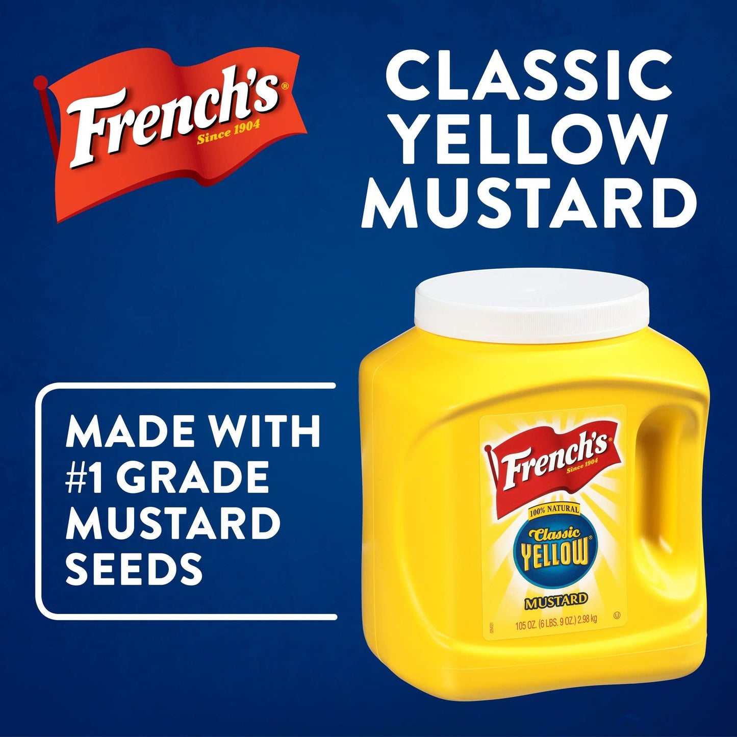 French'S Classic Yellow Mustard, 105 Oz (Pack Of 4) - Four 105 Ounce Bulk Containers Of Tangy And Creamy Yellow Mustard Perfect