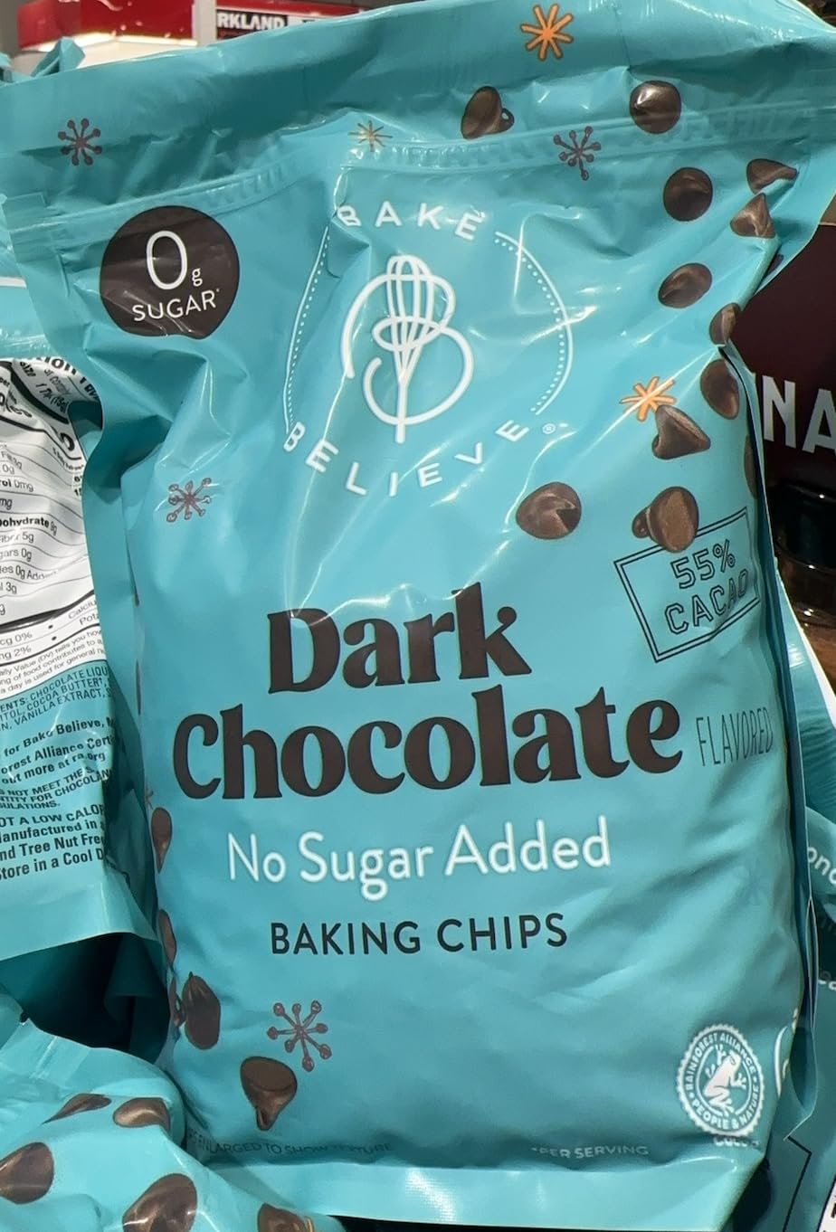 Believe Dark Chocolate Baking Chips No Sugar Added 2 Pounds Allergen Free