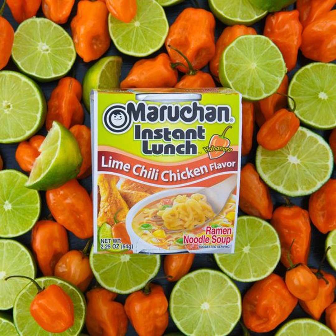 Maruchan Instant Lunch Lime Chili Chicken, Ramen Noodle Soup, Microwaveable Meal, 2.25 Oz, 12 Count