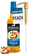 Syruvia Sugar Free Peach Syrup With Syrup Pump Dispenser - Peach Syrup Flavor, 25.4 fl oz - Perfect for Cocktails, ice Tea, Dess