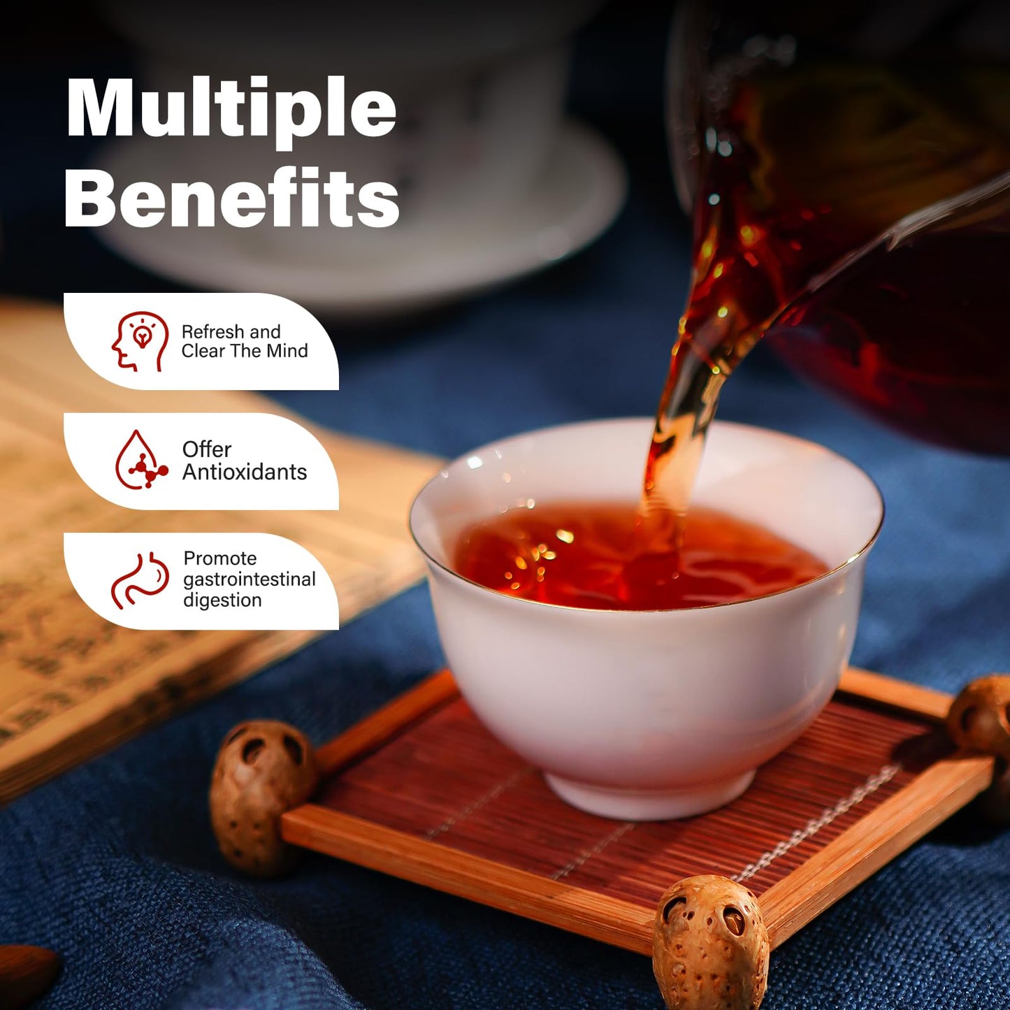 Yuansheng Premium Organic Puerh Tea, Yunnan Puer Tea Loose Leaf, Aged Fermented Ripe Pu Erh Loose Leaf Black Tea, Imperial Pu-Er