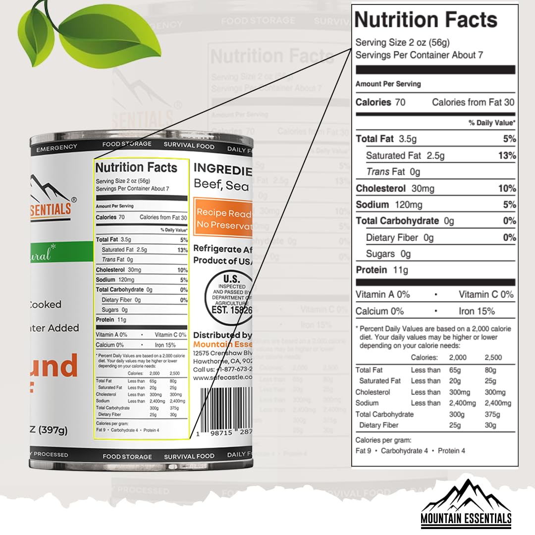 Mountain Essentials Fully Cooked Ready To Eat Ground Beef 14 Oz All Natural, No Water Added, Recipe Ready Perfect For Quick Meal