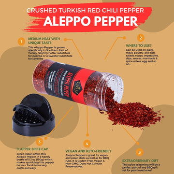 Cerez Pazari Aleppo Pepper Moderate Heat 150 gr | Crushed Turkish Red Chili Pepper-Aleppo Chili Flakes,Maras Chili Pepper | Hala