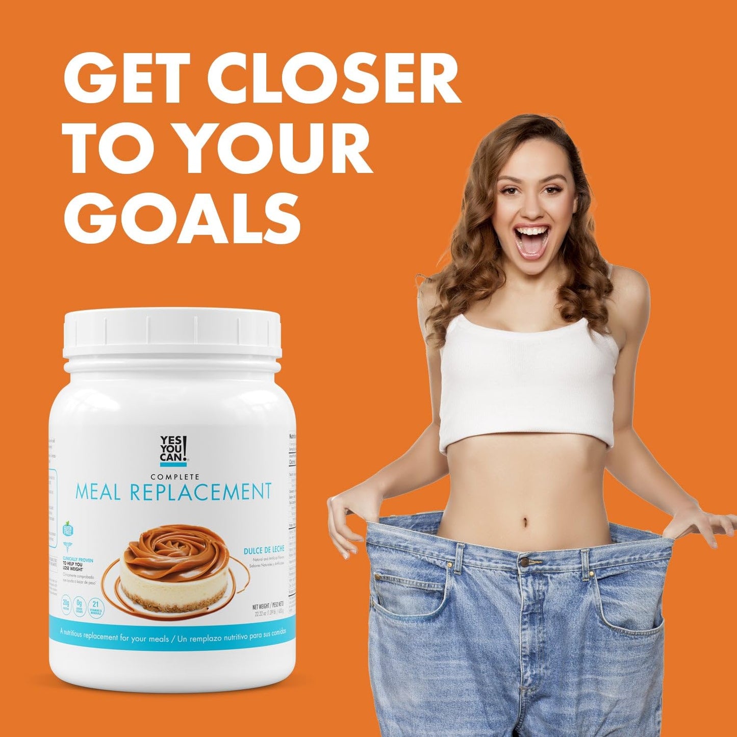 Yes You Can! Complete Meal Replacement Shake - 15 Servings, 20g Protein, 0g Added Sugars, Dulce De Leche Flavor