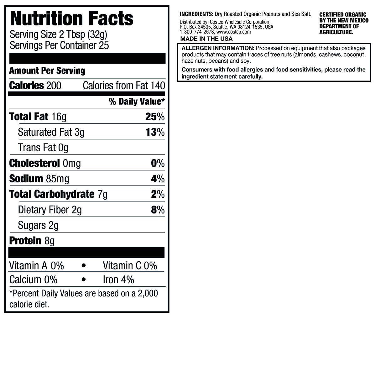 Kirkland Signature Organic Peanut Butter, 28 Oz, 2-Count