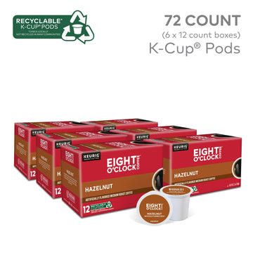 Eight O'Clock Coffee Hazelnut, Keurig Single Serve K-Cup Pods, Medium Roast, 72 Count (6 Packs Of 12)