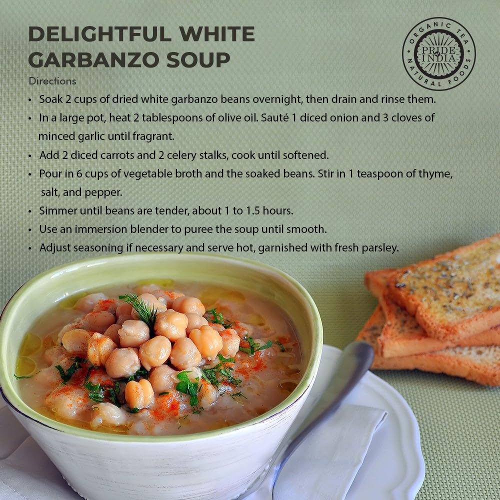 Pride Of India - Pack Of 6 - Indian Whole White Garbanzo Beans 10Mm - Protein & Fiber Rich Kabuli Chana, 3 Pound Jar