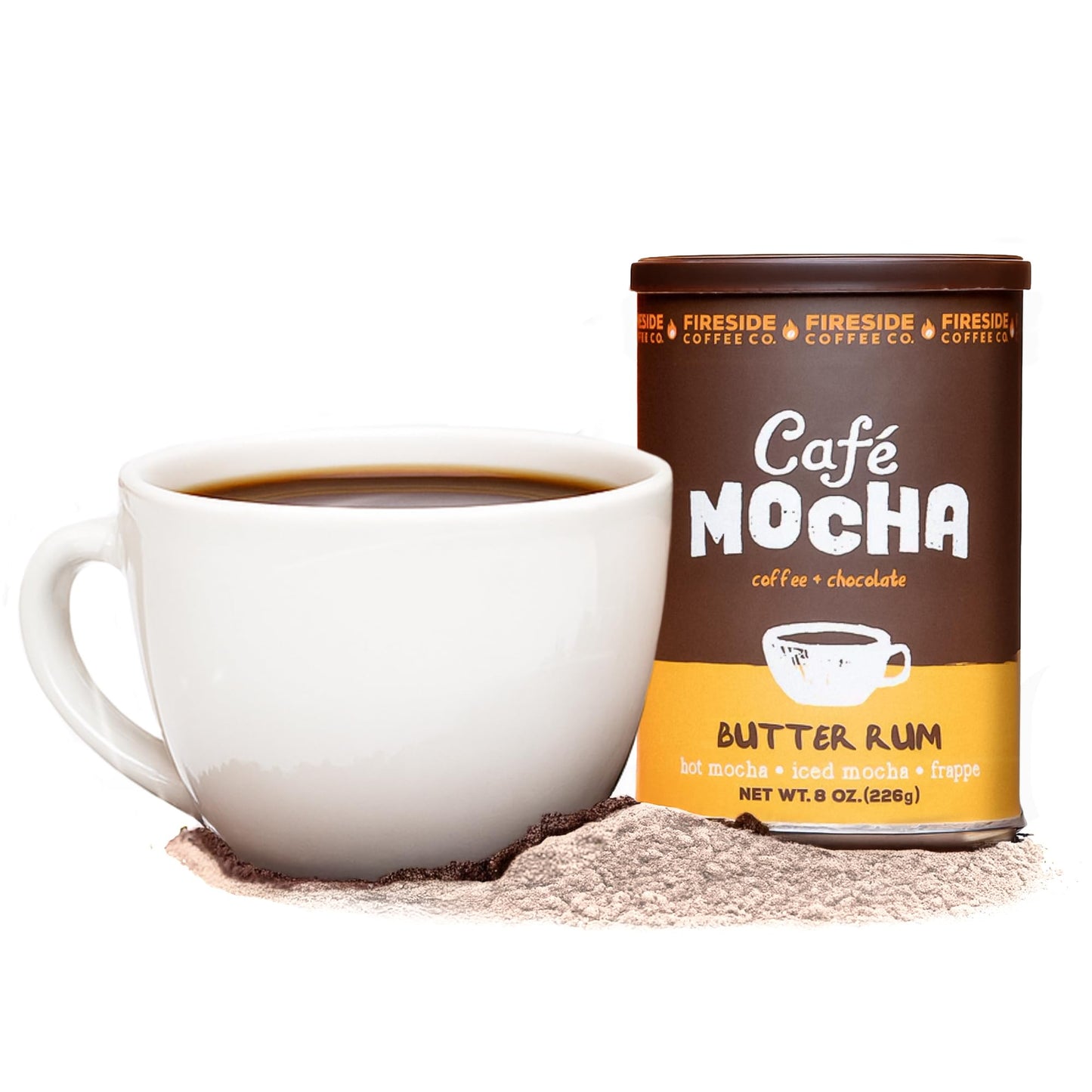 Fireside Coffee Butter Flavor Blend Caf? Mocha - Flavorful Instant Coffee Chocolate Blend - Top-Grade Caffeinated Drink Mix For Hot Iced Milkshake And Mocha Frappe Mix Only Add Water And Enjoy 8 Ounces