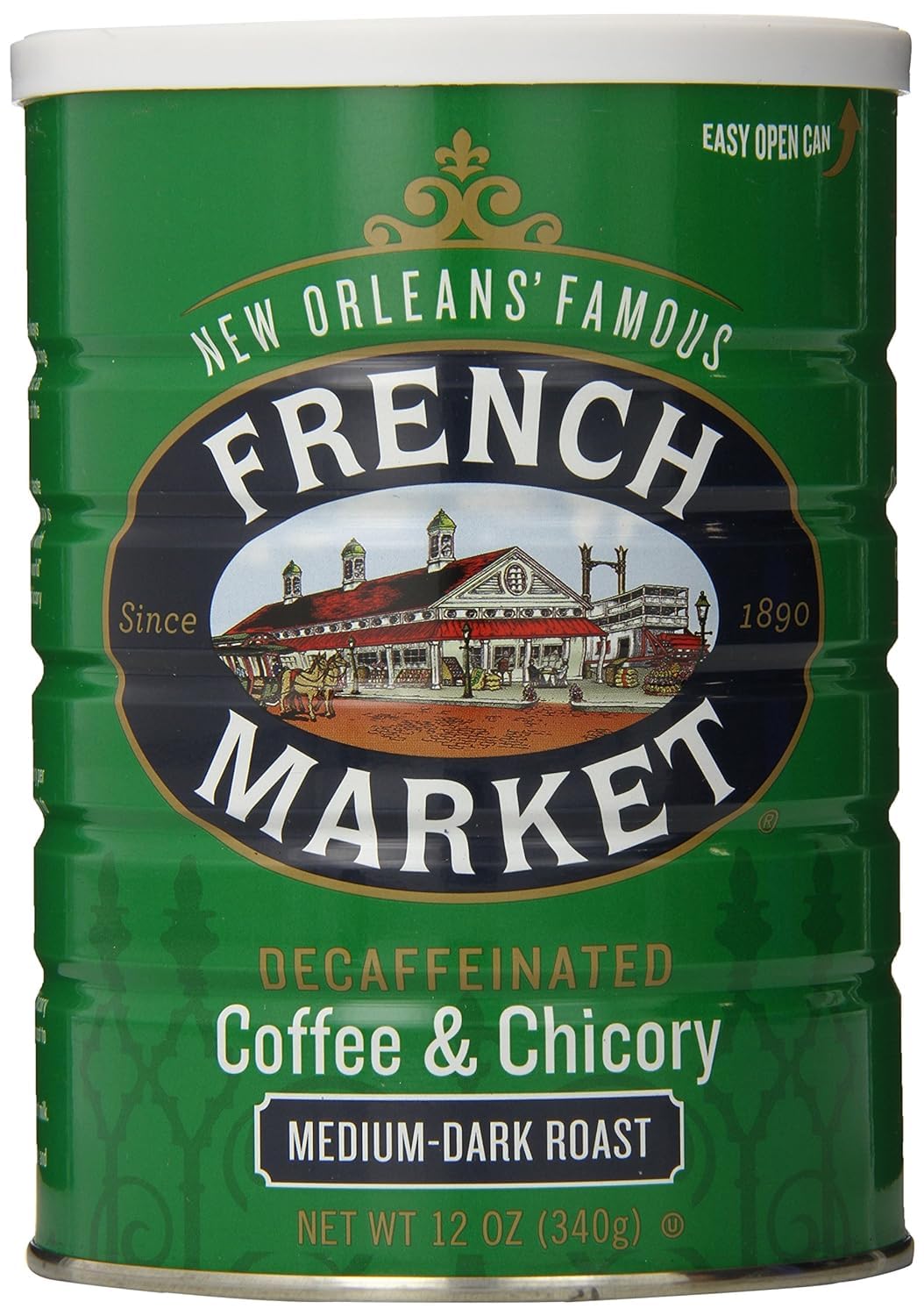 French Market Coffee & Chicory Decaffeinated Medium-Dark Roast Ground Coffee 12Oz Can (Pack Of 12)