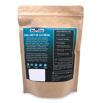 Sou Zen Earl Grey 30 Corn-Fiber Pyramid Tea Bags | Premium Loose Leaf Blend | Naturally Organic Ingredients, No Additives (Cream