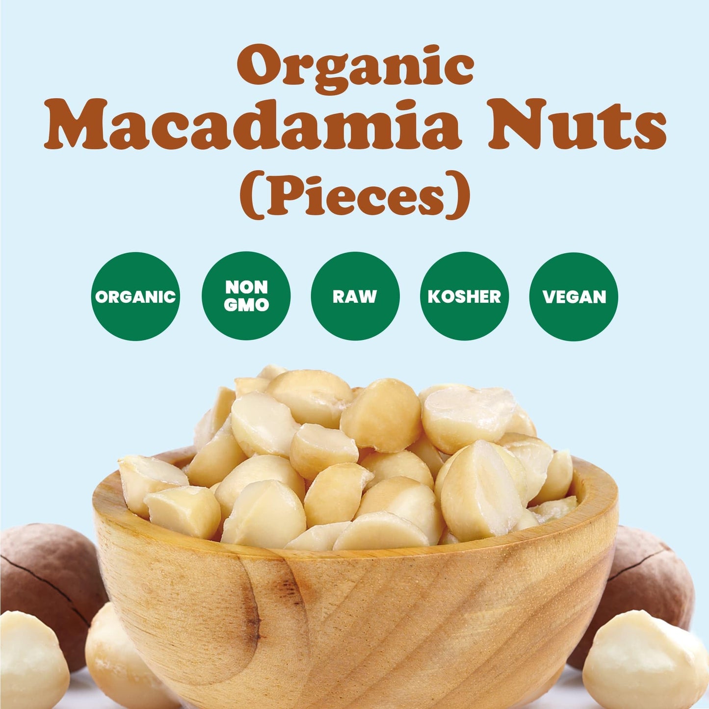 Food To Live Organic Macadamia Nut Halves & Pieces, 25 Pounds Non-Gmo, Raw, Shelled, Unsalted, Kosher, Vegan, Bulk. Keto Snack.