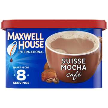Maxwell House Instant Cafe-Style Beverage Mix, Easy to Prepare, 1 Canister, for Quick Morning Coffee or Afternoon Treat, Suisse