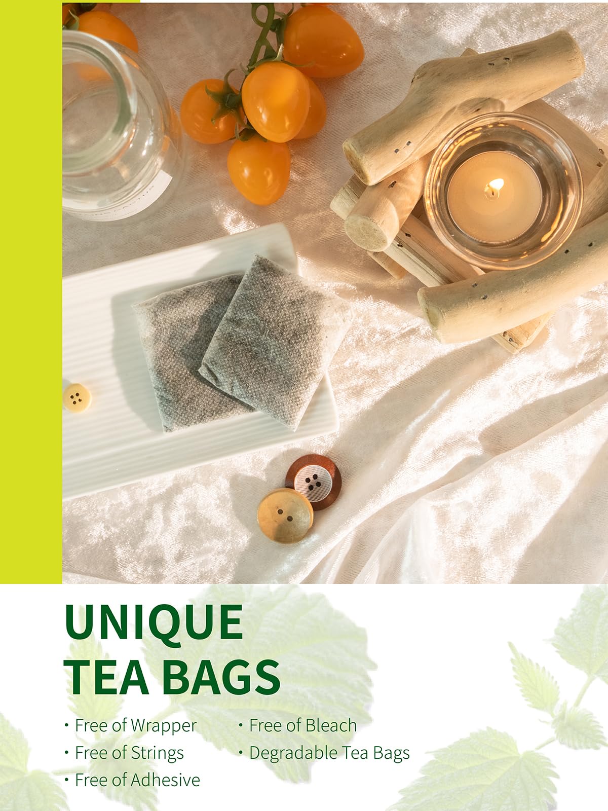TeeLux Nettle Leaf Tea Bags, Caffeine Free Herbal Tea, Mild & Smooth Taste, 100 Count