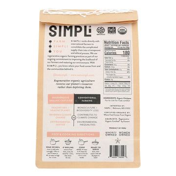 Simpli Regenerative Organic Certified Chickpeas, High In Fiber And Protein, Plant-Based Protein, Glyphosate-Free, Dense And Eart
