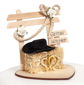 Gettin Hitched Western Affection Wedding Cake Topper: Heart Color: Gold