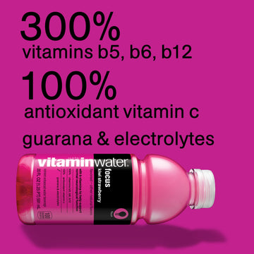 Vitaminwater Focus Electrolyte Enhanced Water W/Vitamins, Kiwi-Strawberry Drinks, 20 Fl Oz, 12 Pack