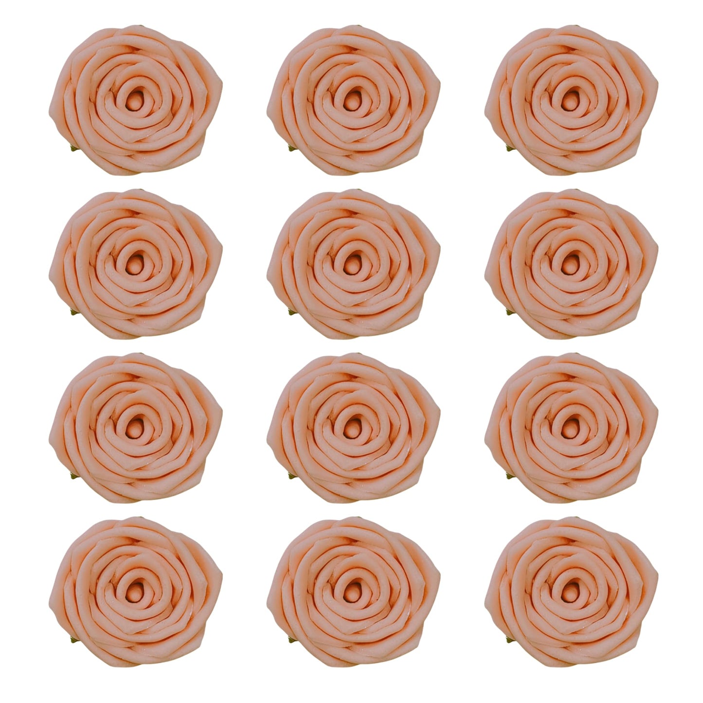 Confect Edible Rose Topper | Pretty Peach Pearl Edible Rose Toppers For Cakes Cupcakes & Doughnuts | Perfect For Cake Decorations & Cupcake - Vegan Dairy-Free Palm Oil-Free - Pack Of 12