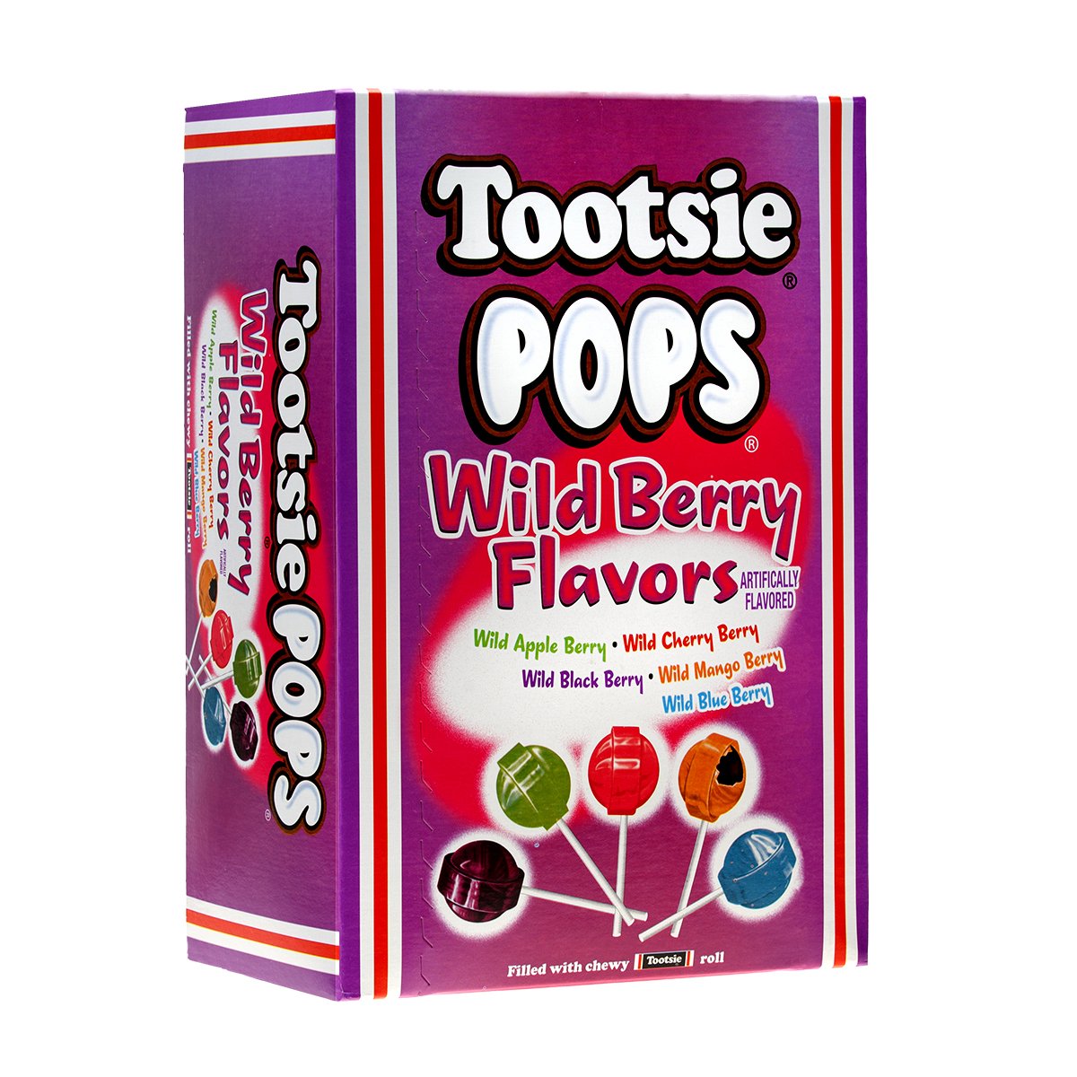 Tootsie Pops Limited Edition Assorted Wild Berry Flavors With Chocolatey Center - Over 3 Pounds Individually Wrapped Fruity Chocolate Lollipops - Peanut Free, Gluten Free, 100 Count