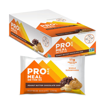 Probar - Meal Bar, Peanut Butter Chocolate Chip, Non-Gmo, Gluten-Free, Healthy, Plant-Based, Whole-Food Ingredients, Natural Energy (12 Count)