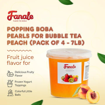 Fanale Peach Popping Boba Pearls, Vegan, Non-GMO, Gluten-Free, 7 lb (Pack of 4)