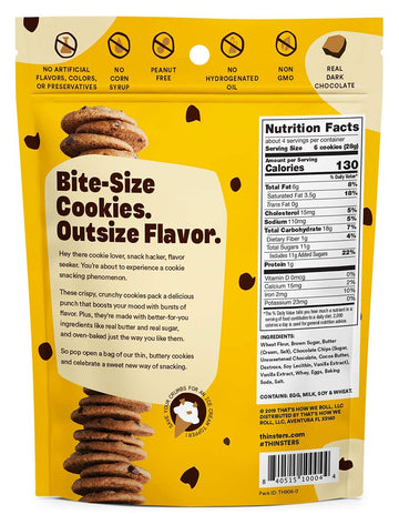 Thinsters Cookie Thins Chocolate Chip, Non GMO, Peanut Free, 4 Ounce