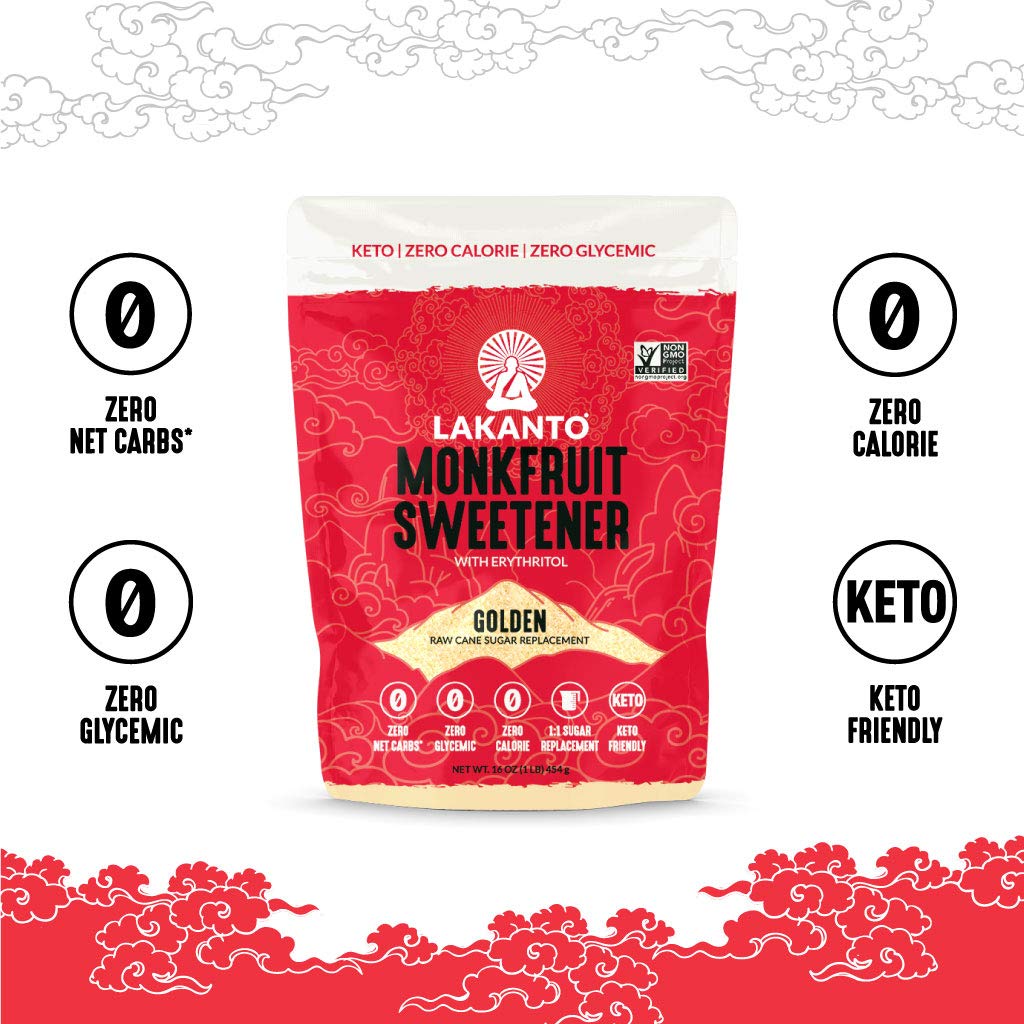 Lakanto Golden Monk Fruit Sweetener With Erythritol - Raw Cane Sugar Substitute, Zero Calorie, Keto Diet Friendly, Zero Net Carb