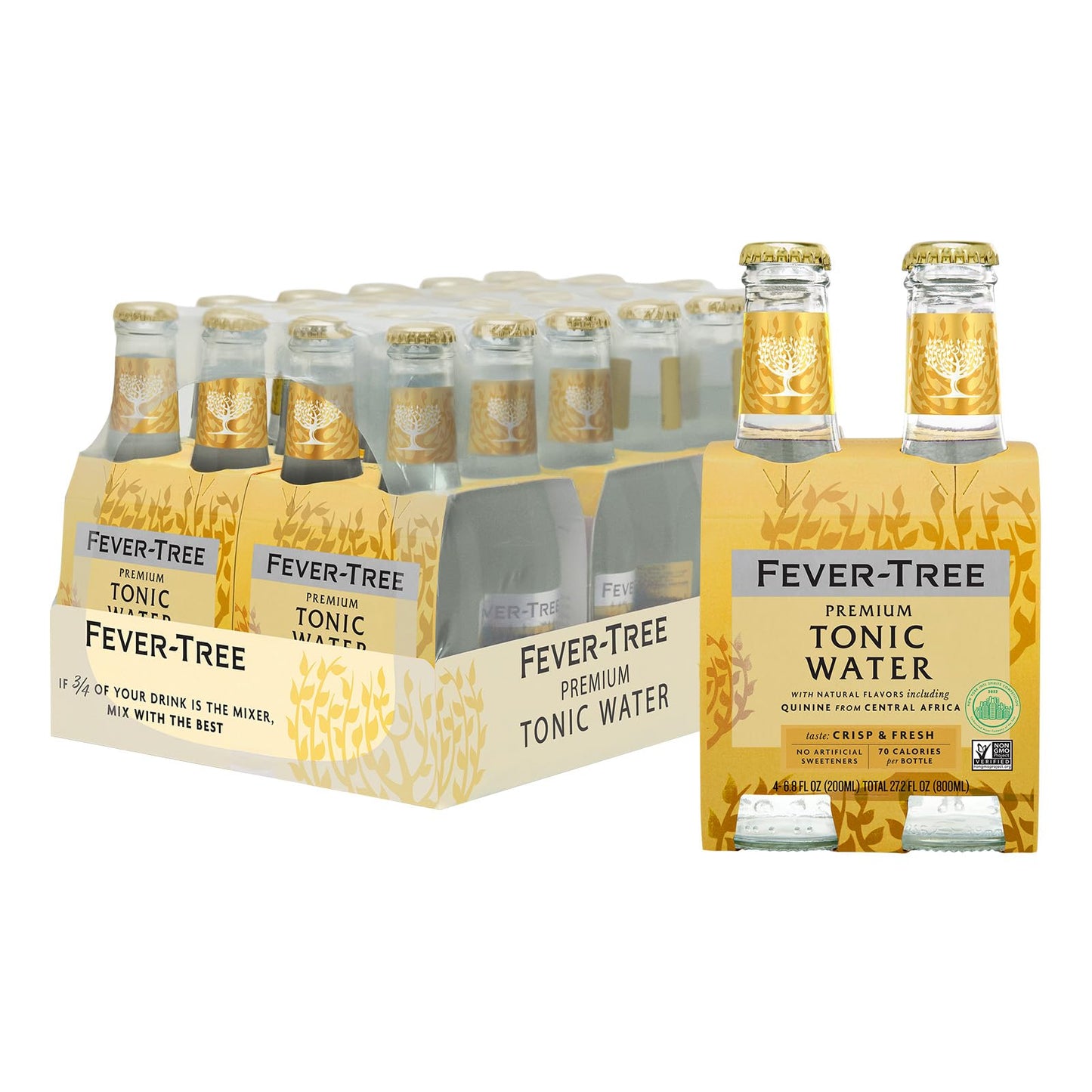 Fever-Tree Indian Tonic Water - Premium Quality Mixer - Refreshing Beverage For Cocktails & Mocktails. Naturally Sourced Ingredients, No Artificial Sweeteners Or Colors - 6.8 Fl Oz Bottles- Pack Of 24