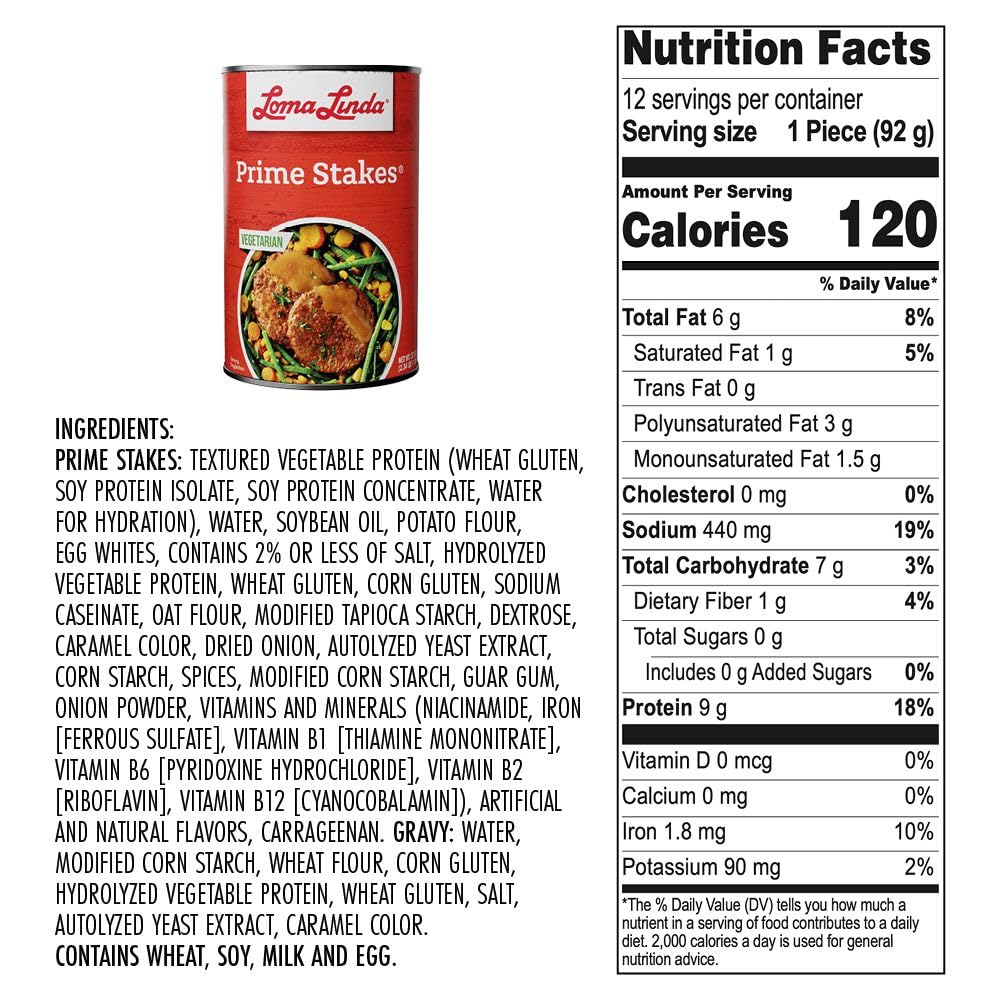 Loma Linda Prime Stakes - Hearty Plant-Based Protein, 37.5 oz Can - Meatless Marvel for Delicious Meals!