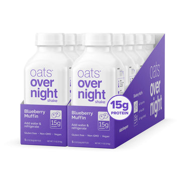 Oats Overnight Blueberry Muffin Bottled Shake - Gluten Free, Non-GMO, Vegan Friendly Breakfast Meal Replacement Shake with Powde