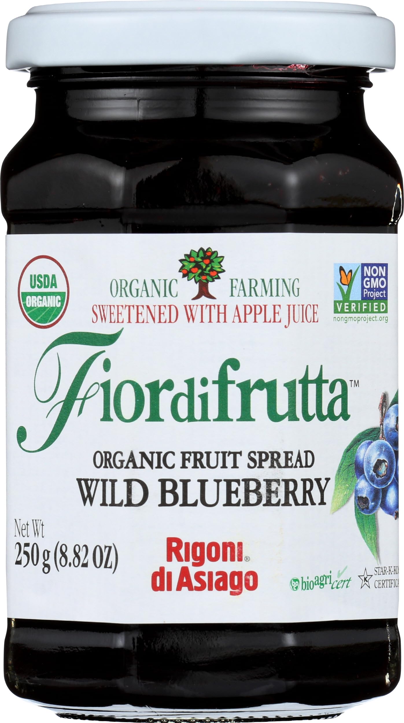 Rigoni Di Asiago Fiordifrutta Organic Fruit Spread, Wild Blueberry, 8.82 Ounce
