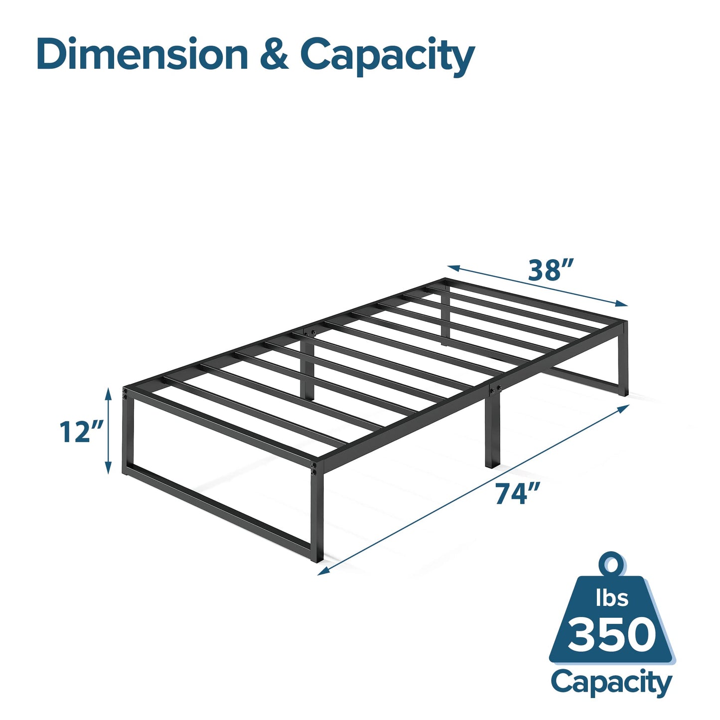 ZINUS Lorelai 12 Inch Metal Platform Bed Frame, Mattress Foundation with Steel Slat Support, No Box Spring Needed, Easy Assembly