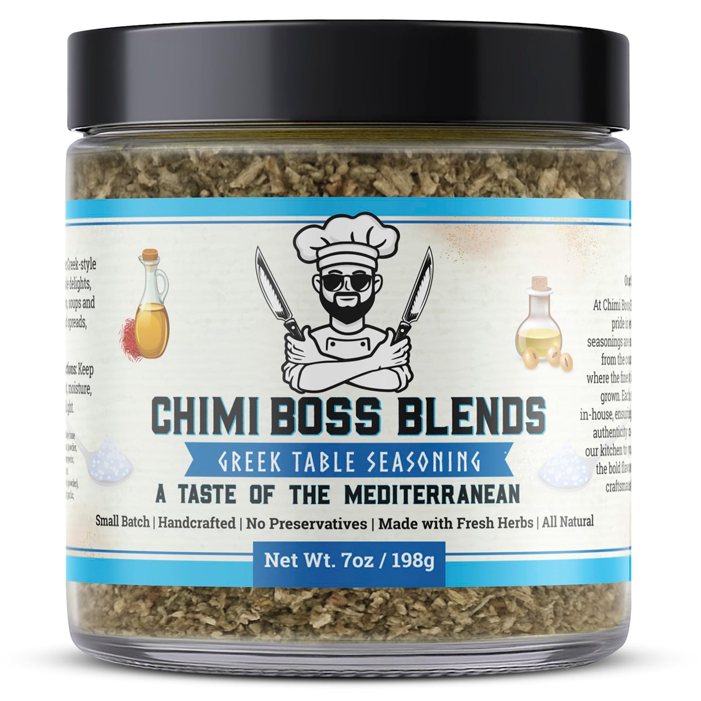 Chimi Boss Greek Table Seasoning 7Oz Of Zest - All-Purpose Mediterranean Herb Blend For Chicken Veggies Lamb Fish And More - All Natural Bold Greek Flavor Spice Rub