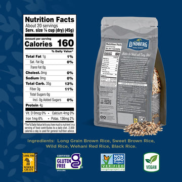 Lundberg Wild Blend Rice - Wild Rice Blended With Long Grain Brown Rice, Sweet Brown Rice, Red Rice, And Black Rice, Certified G