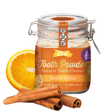 The Dirt Tooth Powder - Natural Fluoride-Free Toothpaste Alternative, Vegan - Essential Oils & Bentonite Clay (Sweet Spice, 51G: