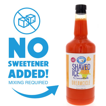 Hypothermias Shaved Ice Syrup Concentrate - Dreamcicle Flavor - 32 Fl Oz Quart - Makes 8 Gallons - Unsweetened