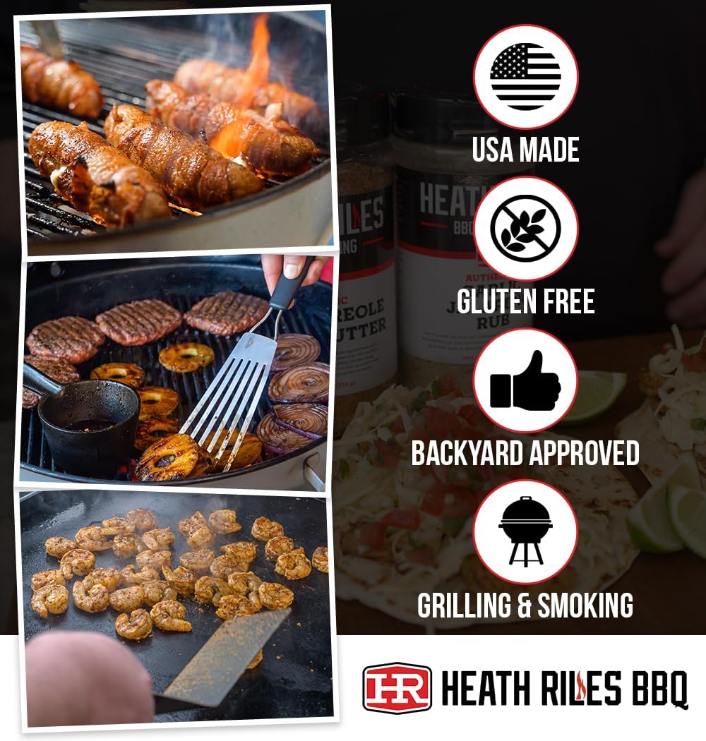 Heath Riles BBQ Rub - Lemon Pepper Buffalo Seasoning, 8 oz, Champion Recipe for smoky aroma & Grilling