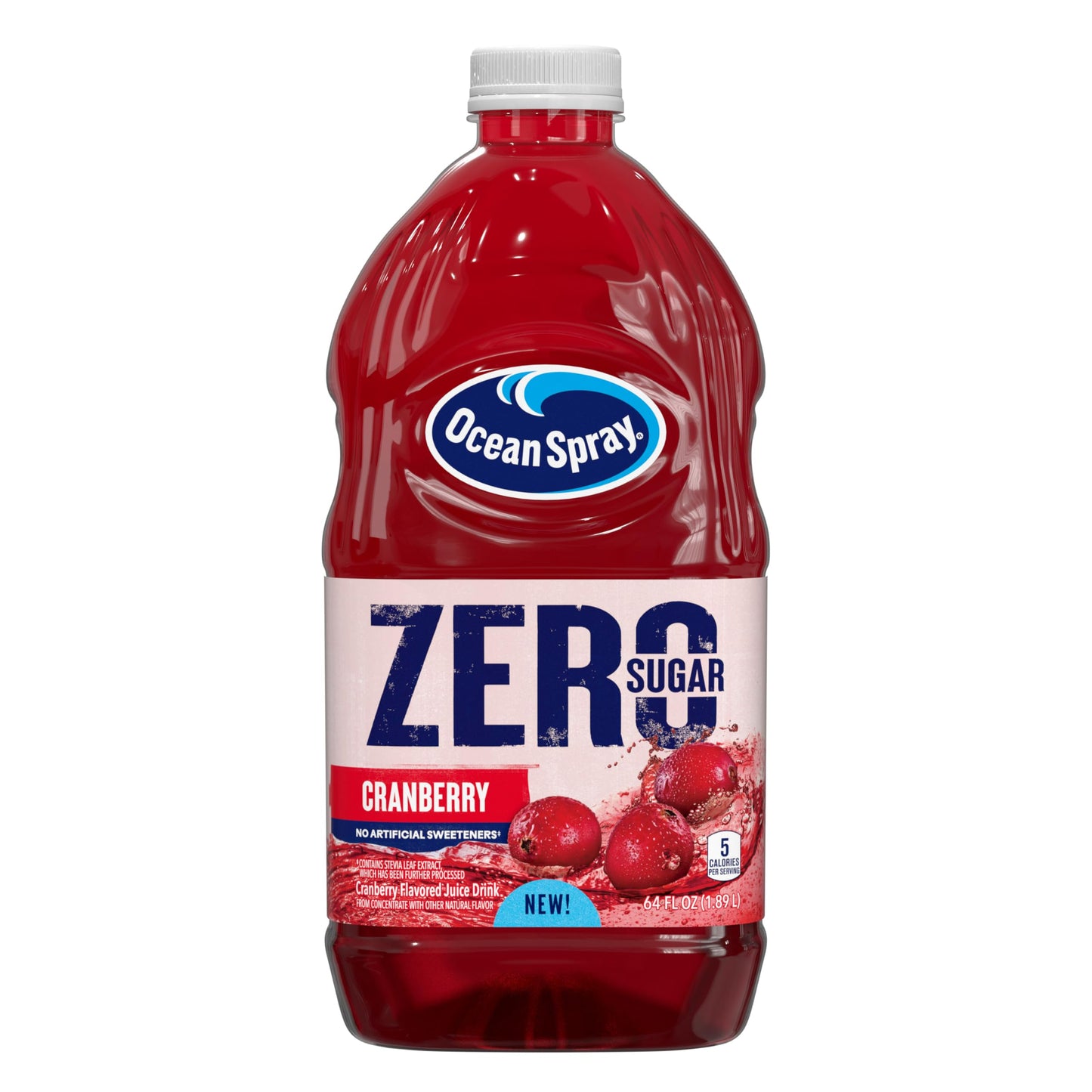 Ocean Spray ZERO Sugar Cranberry Juice Drink, Sweetened with Stevia, 64 Fl Oz Bottle