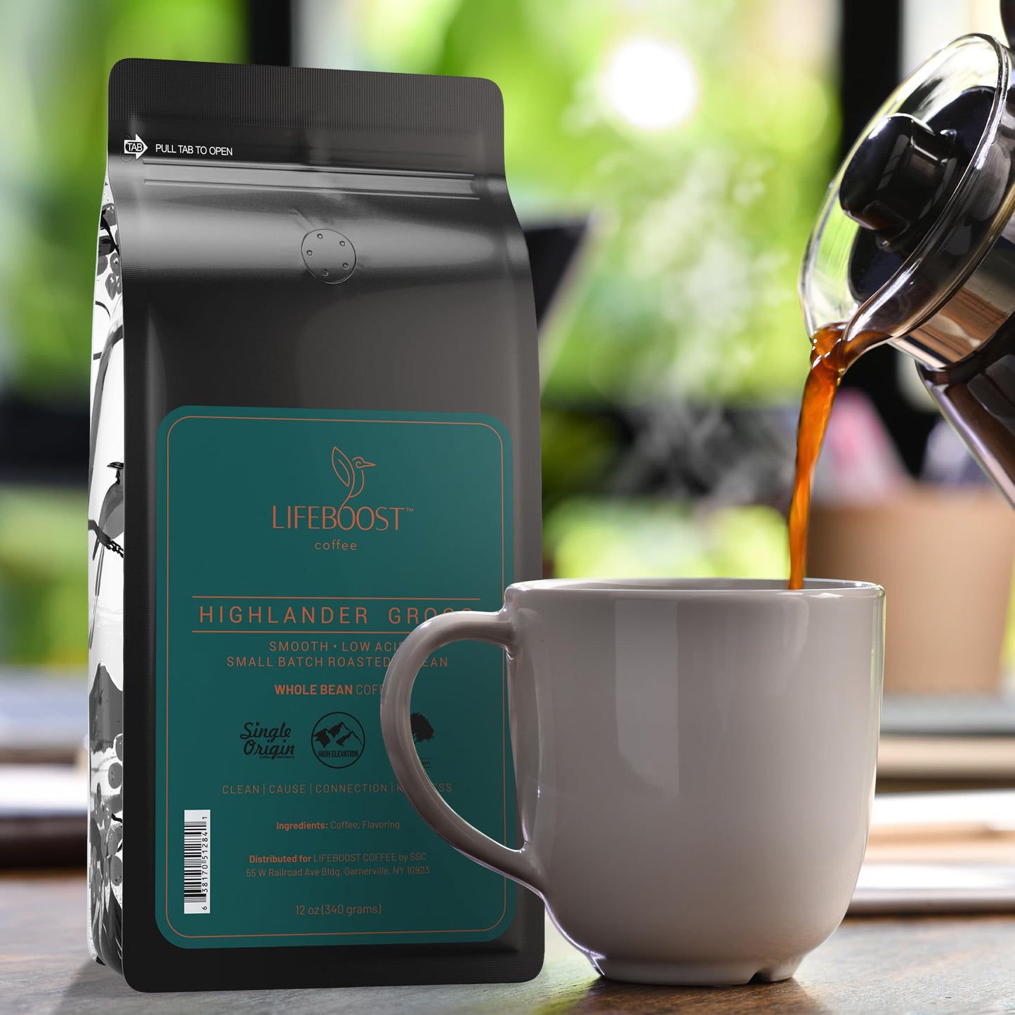 Lifeboost Highlander Grogg Whole Bean Coffee - Non-Gmo Low Acid Single Origin Flavored Coffee Beans - Third Party Tested For Myc