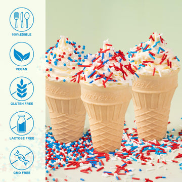 Patriotic Sprinkles For Cake Decorating 7 Ounce Edible Red White And Blue Nonpareils Sprinkles For Cookies, Ice Cream, Cupcake T