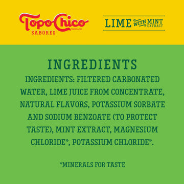 Topo Chico Lime & Mint Sparkling Water, 12 Fl Oz, Pack of 8, Refreshing Flavor, Naturally Flavored Beverage