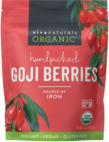 Viva Naturals Organic Dried Goji Berries, 32 Oz (2 Lb) Non-Gmo And Vegan Wolfberries, Perfect For Baking, Smoothies, Teas And Sn