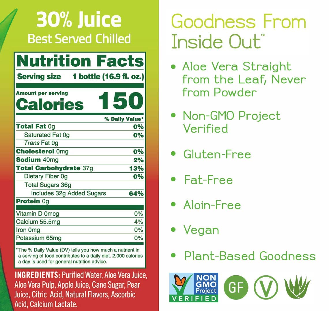 Alo Aloe Vera Juice Drink | Crisp - Pomegranate + Cranberry | 16.9 Fl Oz, Pack Of 12 | Plant-Based Drink With Real Aloe Pulp