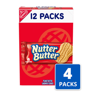 Nutter Butter Peanut Butter Sandwich Cookies, 4 Boxes Of 12 Packs (4 Cookies Per Pack)