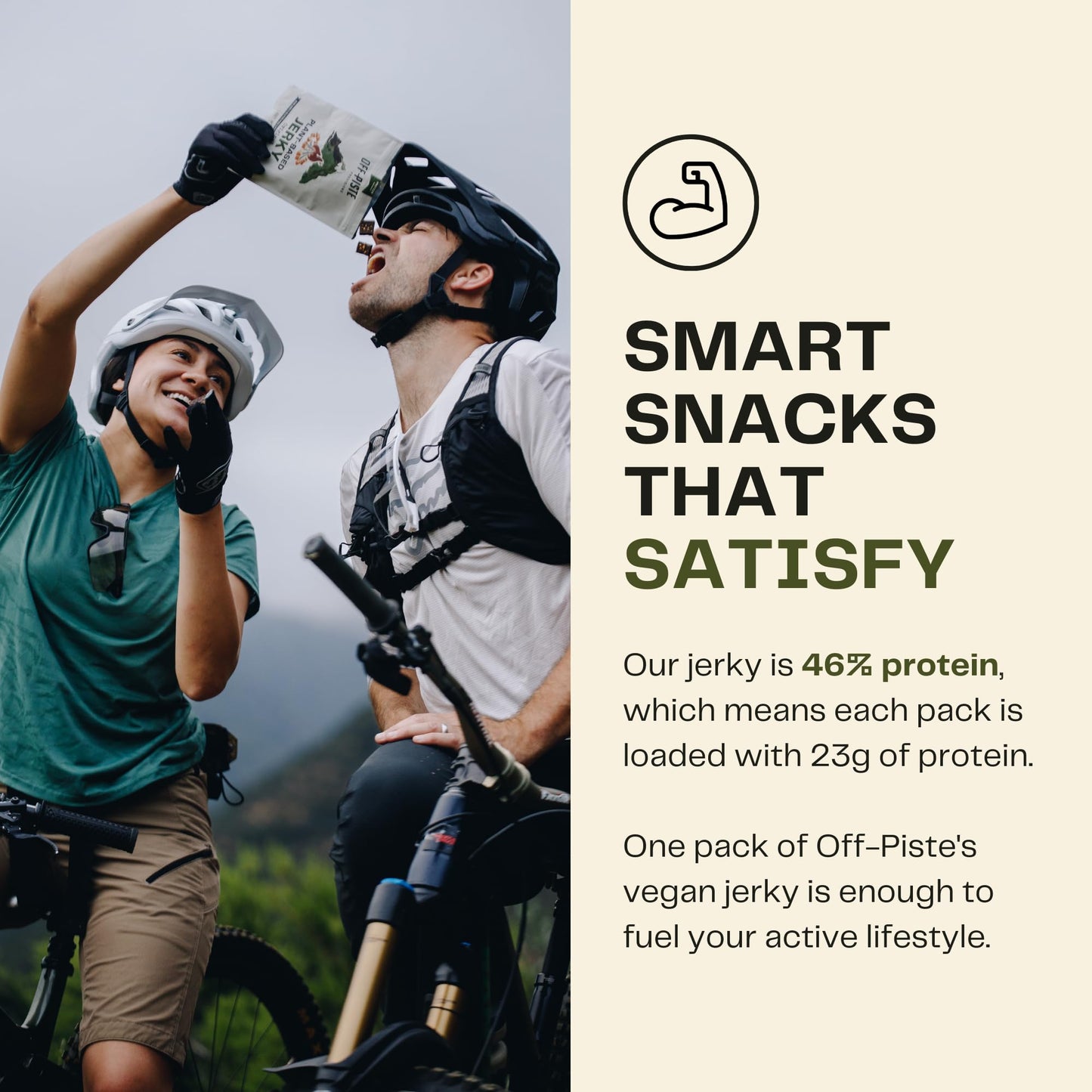 Off-Piste Original Plant-Based Jerky, 1.8Oz. - High Protein Healthy Snacks Vegan Jerky For Recovery, School, Office, 23G Protein
